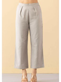MARKKAH STUDIO - Grey Solid Comfortable Straight Pant