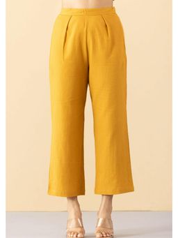 MARKKAH STUDIO - Mustard Solid Comfortable Straight Pant