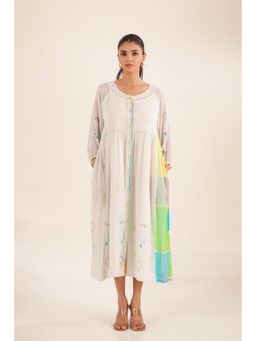 Tatwa Designs - Women White Cotton Checks Midi Dress