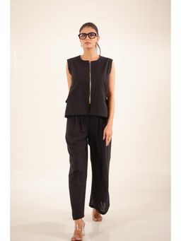 Tatwa Designs - Women Black Cotton Solid Co-Ord Set