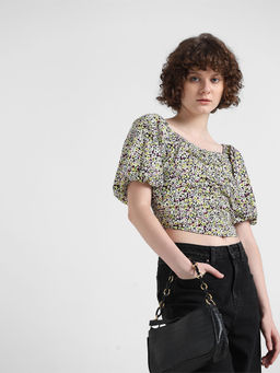 ONLY - Multicolor Floral Print Cropped Top