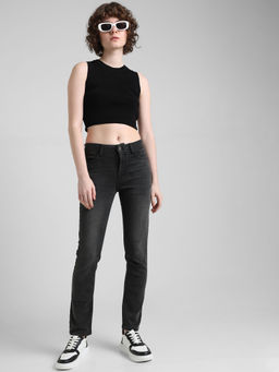 ONLY - Grey Mid Rise Washed Slim Fit Jeans