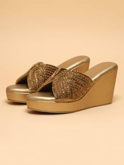 ERIDANI - Women Elira Copper Embellished Wedges Heels