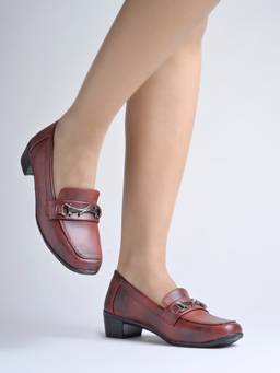 Shoetopia - Women Maroon Horse Bit Loafers