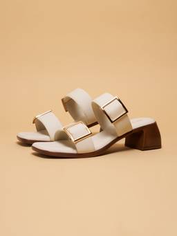 ERIDANI - Women Saisha Off White Double Strap Heels