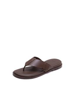 Rare Rabbit - Men Dark Brown Solid Leather Flipflops