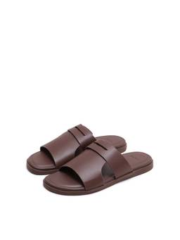 Rare Rabbit - Men Dark Holy Maroon Solid Leather Sliders