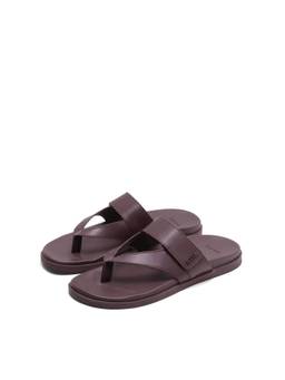 Rare Rabbit - Men Dark Holy Maroon Solid Leather Sandals