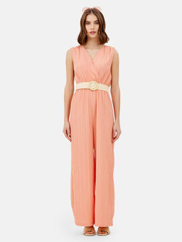 Kazo - Leena Wrap Jumpsuit With Belt (Set of 2)