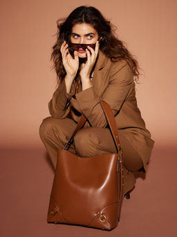 MIRAGGIO - Gabriella Brown Shoulder Tote Bag With Adjustable Strap