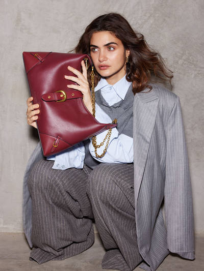 Heather Textured Hobo Shoulder Bag- Wine