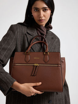 MIRAGGIO - Brown Solid Sling Bag with Detachable Strap