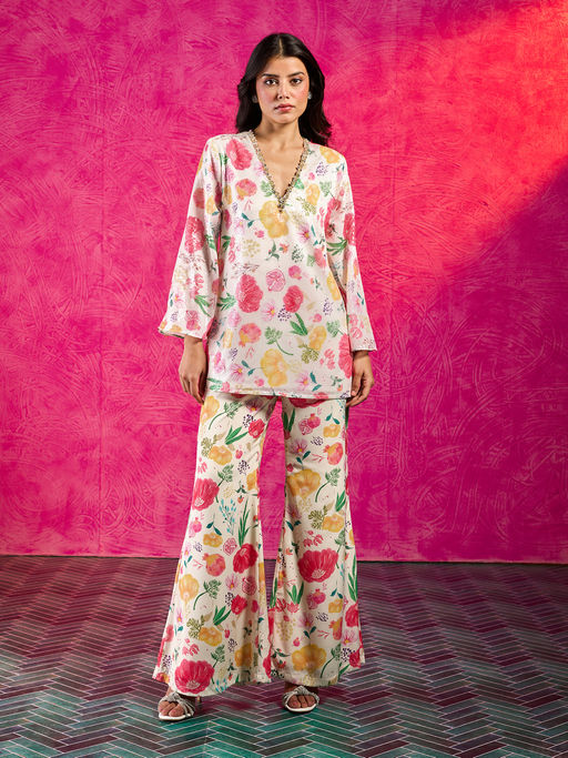 Gajra Gang Frida Farida Multi-Color Sequin Poppy Print Coord Set GGFFCS02