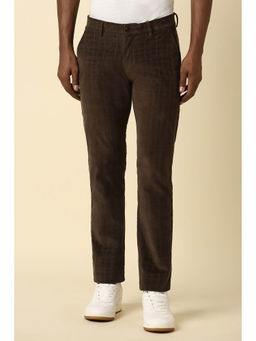 Allen Solly - Men Brown Slim Fit Check Casual Trousers