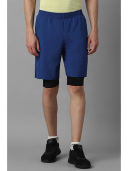 Louis Philippe - Men Blue Solid Slim Fit Shorts