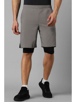 Louis Philippe - Men Grey Solid Slim Fit Shorts