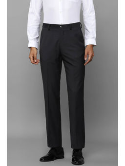 Louis Philippe - Men Black Regular Fit Solid Flat Front Formal Trousers