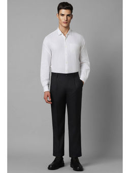 Louis Philippe - Men Black Classic Fit Solid Pleated Formal Trousers