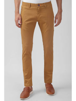 Peter England - Men Brown Solid Low Skinny Fit Casual Trousers