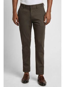 Peter England - Men Brown Solid Slim Fit Casual Trousers