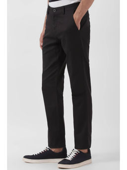 Peter England - Men Black Solid Super Slim Fit Casual Trousers