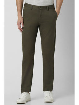 Peter England - Men Green Solid Super Slim Fit Casual Trousers