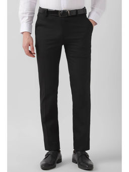 Peter England - Men Black Check Slim Fit Formal Trousers