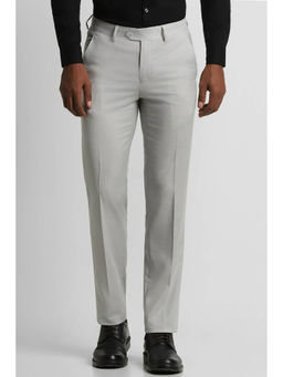 Peter England - Men Grey Solid Slim Fit Formal Trousers