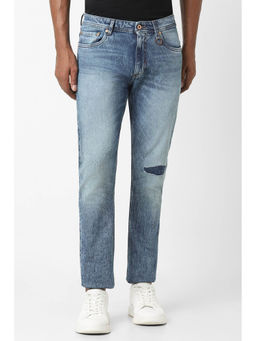 Peter England - Men Blue Mid Wash Slim Fit Jeans