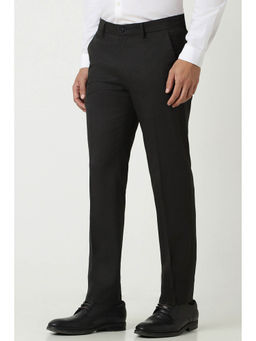 Van Heusen - Men Black Solid Slim Fit Trousers