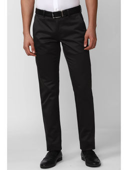 Van Heusen - Men Black Solid Slim Fit Trousers
