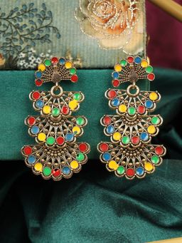 Anika's Creations - Traditional Gold Plated Multicolour Layered Partywear Earring