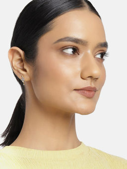 Estele - Gold Plated CZ Flower Shape Stud Earrings for Women