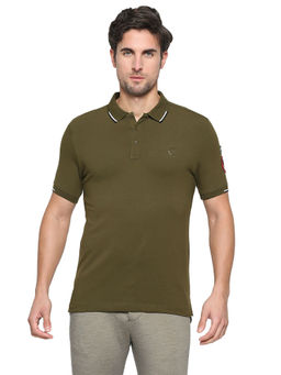 Being Human - Men Half Sleeves Green Solid Polo T-Shirt