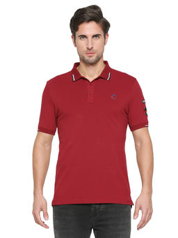 Being Human - Men Half Sleeves Red Solid Polo T-Shirt