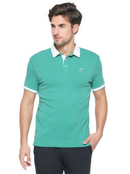 Being Human - Men Half Sleeves Green Solid Polo T-Shirt