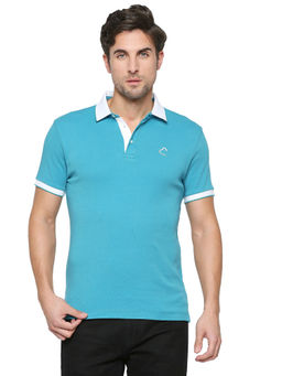 Being Human - Men Half Sleeves Blue Solid Polo T-Shirt