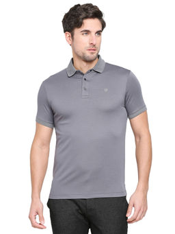 Being Human - Men Half Sleeves Grey Solid Polo T-Shirt