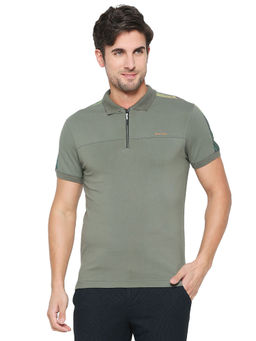 Being Human - Men Half Sleeves Green Solid Polo T-Shirt