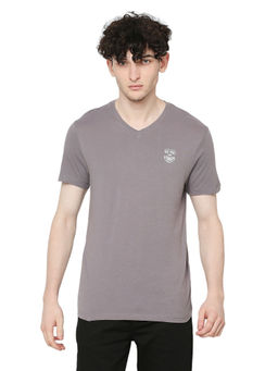 Being Human - Men Half Sleeves Grey Solid T-Shirt