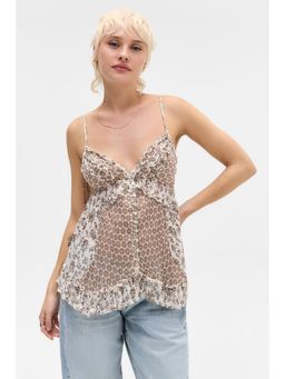 BDG by Urban Outfitters - Clara Ruffle Top - Beige