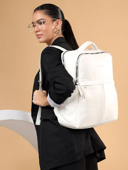 VISMIINTREND - Unisex Stylish Laptop Travel Backpack for Professional Business Use - White