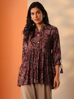 Libas - Women Maroon Paisley Kurti