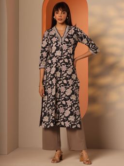 Libas - Women Black Floral Kurta