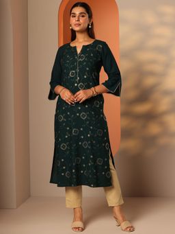 Libas - Women Green Floral Kurta