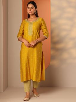 Libas - Women Mustard Woven Kurta