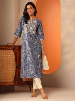 Libas - Women Blue Floral Kurta