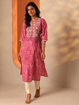 Libas - Women Pink Floral Kurta
