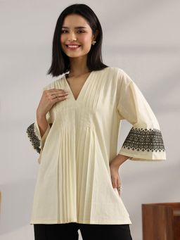 Libas - Women Off White Solid/Plain Kurti