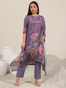 Libas - Women Lavender Floral Kurta with Pant & Dupatta